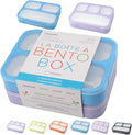 Bento Lunch Box for Kids or Adults, Snack Containers for Boys, Girls, School Daycare Work, 3 Divided Compartments Meal Planning Portion Control, BPA-Free Boxes, Utensils | Blue Purple 2 Pack