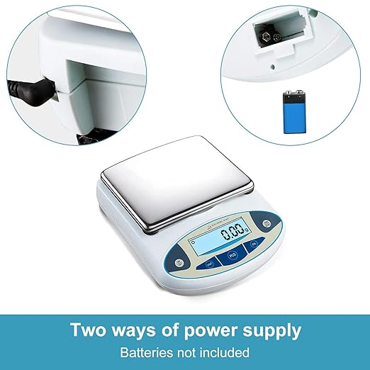 Lab Scale 5000g x 0.01g Accuracy High Precision Electronic Analytical Balance Laboratory Precision Scale Digital Kitchen Balance Scale Jewelry Scale Scientific Scale, 6.7'' Weighing Surface Dp