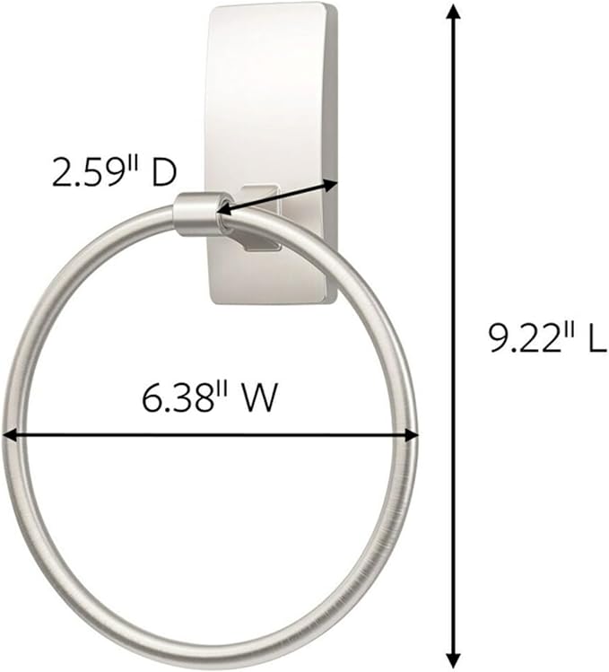 Command Hand Towel Holder Satin Nickel with Water Resistant Command Strips,Rust Resistant Bathroom Organizer,Holds up to 5 lbs,(Pack of 8)