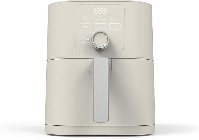 Martha Stewart 6QT Air Fryer, 6-in-1, Bake, Broil, Roast, Air Fry, Dehydrate, Reheat, Ceramic Non-Stick Basket, Crispy Results Fast, 400°F Max Temp, Shake Reminder, Auto Shut-Off, Linen Cream