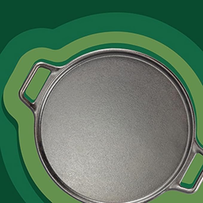 Lodge Seasoned Cast Iron Pizza Pan - Cast Iron Baking Plate for Homemade Crusts & Flatbreads - Durable Heirloom Quality Pizza Pan with Handles - 14 Inch