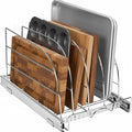 HOLDN’ STORAGE Pull Out Organizer for Bakeware, Cutting Board and Trays, Adjustable Dividers - Heavy Duty, Lifetime Limited Warranty - For Narrow Cabinet Spaces, 10.5”W x 21”D x 11”H, Chrome