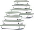 EATEX 16-Piece Deep Glass Casserole Dishes for Oven with Plastic lids, Rectangular Glass Baking Dish Set, Baking Pans for Lasagna,Leftovers, Cooking, Kitchen, Freezer-to-Oven & Dishwasher, Sage Green