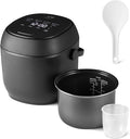 Amazon Basics Rice Cooker Small 3-cup Uncooked 6-cup Cooked, Micon with Fuzzy Logic,Keep Warm, Black