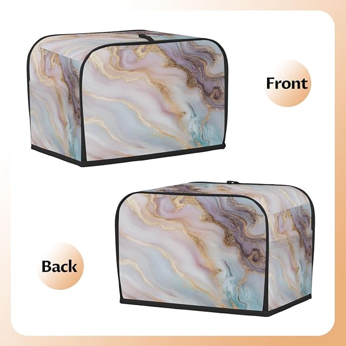 Marble Texture Gold Toaster Cover 2 Slice Dust and Fingerprint Protection Toaster Bread Maker Covers Washable Kitchen Small Appliance Covers for Kitchen Accessories Decor Bakeware Women Gift