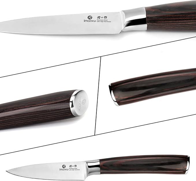 imarku Paring Knife - Paring Knives, 3.5 Inch Small Kitchen Knifes - Japanese High Carbon Stainless Steel Fruit Knife, Ergonomic Pakkawood Handle, Ultra Sharp Blade, Unique Gifts for Men and Women