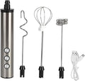 Milk Frother, Milk Mixer, Stainless Steel Milk Frother USB Charging Handheld Electric Egg Beater for Home Kitchen