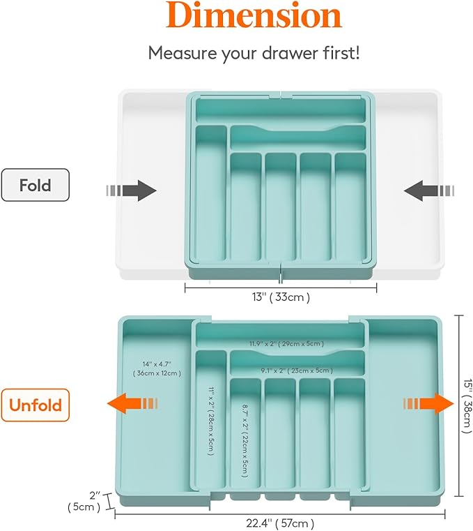 Lifewit Silverware Drawer Organizer, Expandable Utensil Organizer for Kitchen Drawers