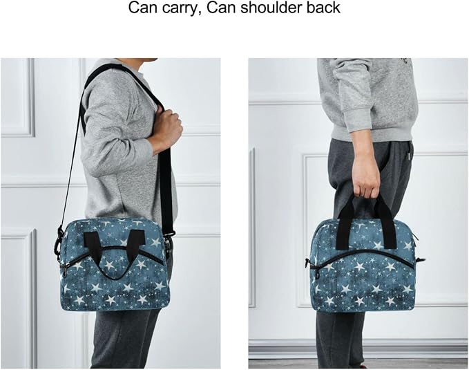 Insulated Lunch Bag Reusable Lunch Tote Bag Cooler Bag for Women Men Adult Lunch Box with Adjustable Shoulder Strap Leakproof Lunch Bag for Work School Picnic Camping (Star)