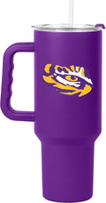 Logo Brands NCAA 40 oz Tumbler with Handle -Stainless Steel Insulated Travel Tumbler with Straw Lid – Powder Coated, Leak-Resistant, Keeps Drinks Hot/Cold – Great for Tailgating, or Everyday Use