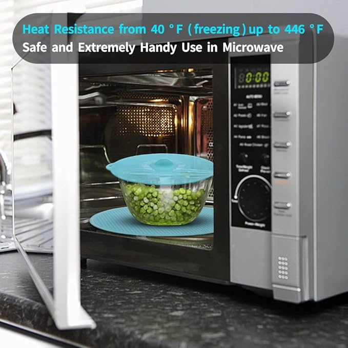 Microwave Mat & Food Cover Cover for Splatter Guard Silicone Trivet Pot Holders Drying Baking Place Mat Silicone Bowl Covers BPA Free Suction Lids Microwave Cover