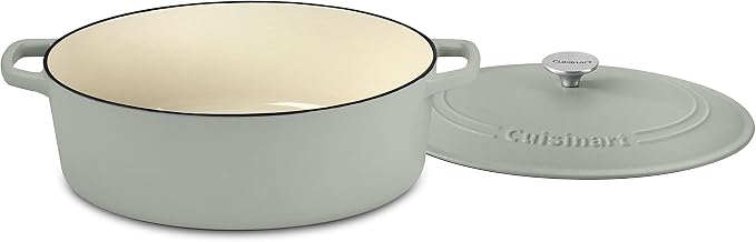 Cuisinart Chef's Classic Enameled Cast Iron Dutch Oven with Lid, Porcelain Enameled Interior, Oven Safe, Induction Compatible, 7-Quart, Oval, Sage