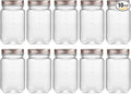 novelinks 16 oz Clear Plastic Jars with Lids, Refillable 16oz Mason Jars with Lids & Storage Containers for Kitchen & Household Use (10 Pack,Rose Gold)