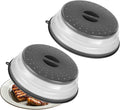 VEVOR Microwave Splatter Covers, 2 Pack 10.4" Collapsible Microwave Lid for Food, 300°F Heat-Resistant PP Splatter Guard for Plate Dish, Multi-Use Kitchen Colander Gadget for Washing Fruits Vegetables