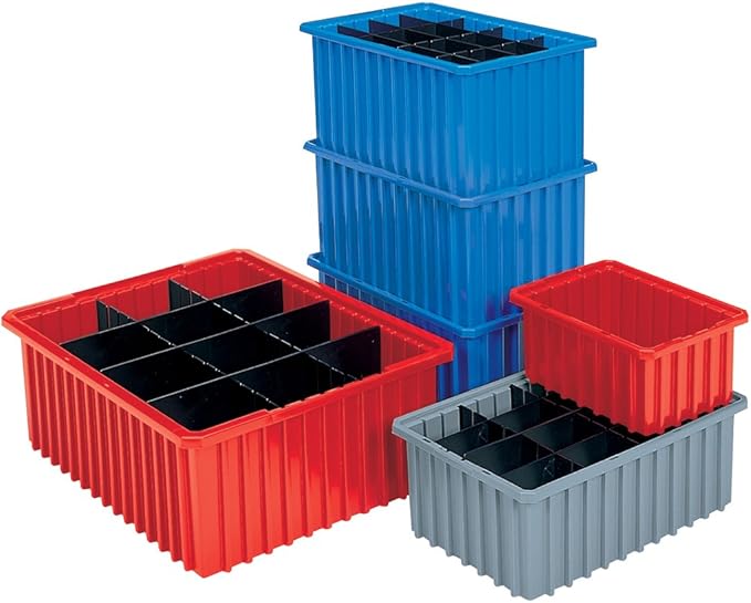 Akro-Mils 42228 Long Plastic Divider for 33228 Akro-Grid Slotted Tote Box, (6 Pack), Black