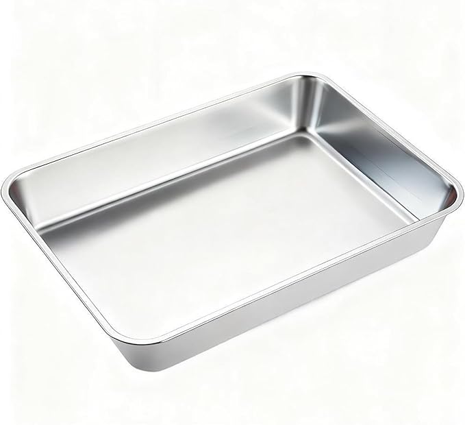 Baking Sheet, Stainless Steel Tray, Dishwasher Leak Pan, Metal Drip Pan for Kitchen Baking, Barbecue, Lab Instrument, Pet Treatment(48 * 33.8 * 8.5cm/19 * 13.3 * 3.3in)