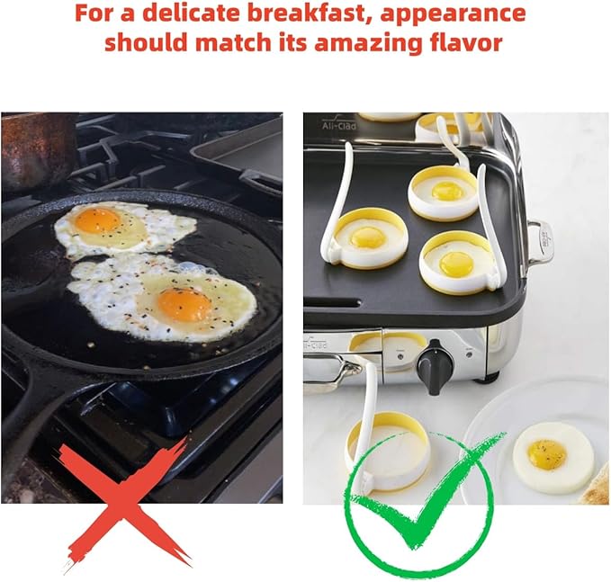 5-Piece Griddle Breakfast Kit | Pancake Batter Dispenser with Sturdy Handle and 4 Silicone Egg Rings | Perfect for Blackstone Griddles, Outdoor Grilling, Camping & Home Kitchen