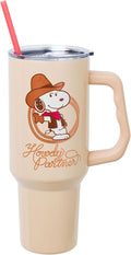 Silver Buffalo Peanuts Western Howdy Partner 40oz Stainless Steel Tumbler w Handle