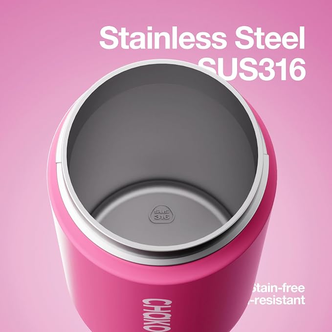 CHAKO LAB Insulated Stainless Steel Water Bottle, BPA-Free Sports Water Bottle,Spout and Straw,Leak Proof Locking Lid,Designed for Travel, School, and Sport,BPA Free,18 oz,Strawberry