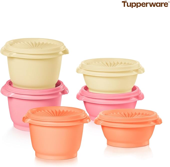 Tupperware Heritage Collection, New 12 Piece Food Storage Container Set in Vintage Warm Colors, Dishwasher Safe and BPA Free (6 containers, 6 lids)