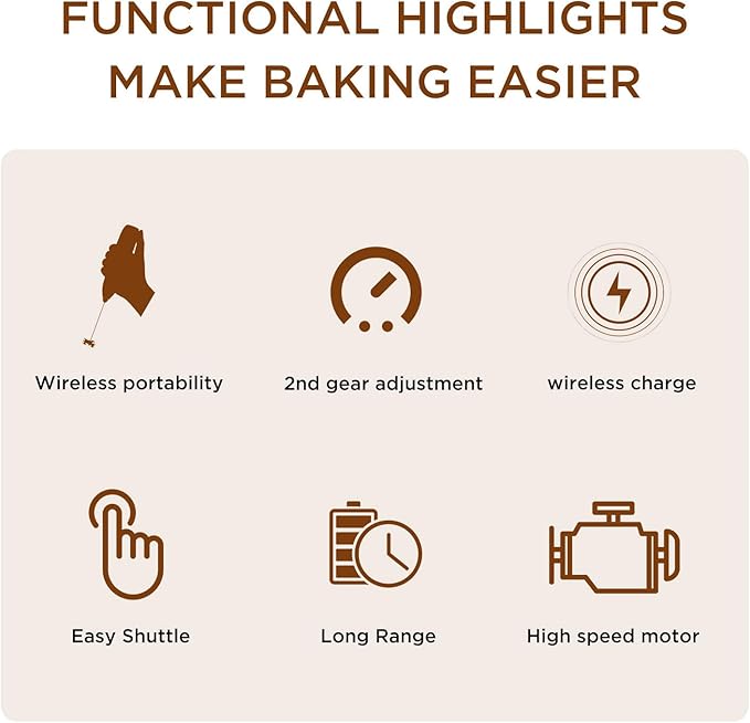 Wireless Electric Milk Frother, Handheld Rechargeable with Charging Base, ABS Material - Quick Mixing, Two Speeds, Ideal for Household Kitchen Baking and Coffee Making
