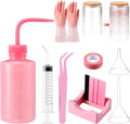 10 Pcs Snow Globe Tumbler Supplies for Glitter, Snow Globe DIY Kit-Plastic Squeeze Bottle Silicone Cup Cradle Funnel Tweezers Bent Syringe for Cup Making Tumbler Craft Supplies(Pink,White)