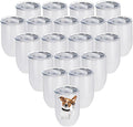 18 Pack Sublimation Wine Tumblers Blanks Straight Stainless Steel Insulated Mug for Full Wrap Heat Transfer with Spill-Proof Sliding Lid for Coffee Cocktails Drinks 12oz