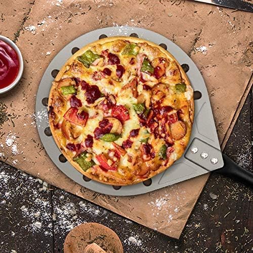 G.a HOMEFAVOR 9"x 10" Perforated Pizza Peel 47 Inch overall, Rectangular Aluminum Pizza Turning Peel with Extended Silcone Handle For Baking Pizza Brick Oven
