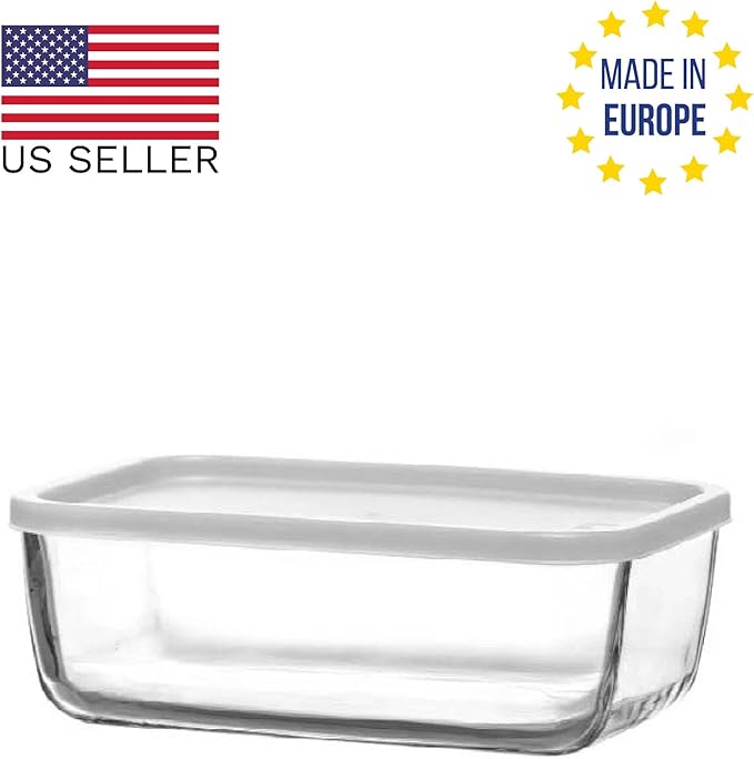Hakan LAV Cube Food Containers with Lids, Glass Meal Prep Containers with Lids Glass Food Container Set, 6 Pack Food Storage Containers, 6 Pcs, 39.5 Oz (1170 cc)
