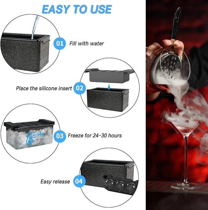 TINANA Clear Ice Ball Maker, Crystal Clear Ice Sphere Maker prepare 8 Large Round Ice Balls, 2 Inch Ice Cubes for Cocktail, Whiskey & Bourbon Drinks, Gifts for Men