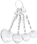 Heart Shaped Pewter Measuring Spoons Set of 4 Kindness Laughter Love Joy