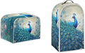 Blue Peacock Print Appliance Covers Set Washable Kitchen Blender Dust Cover Bread Maker Toaster Cover 2 Slice Kitchen Accessories