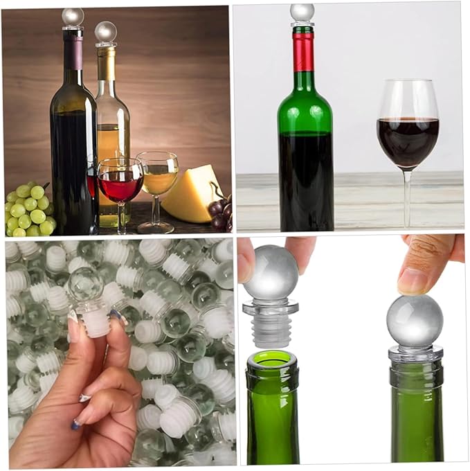 Alipis 24pcs Glass Ball Wine Stoppers Decorative Bottle Caps Food-Grade Material Vacuum Seal Function for Wine and Oil Dispensers Design for Home Use