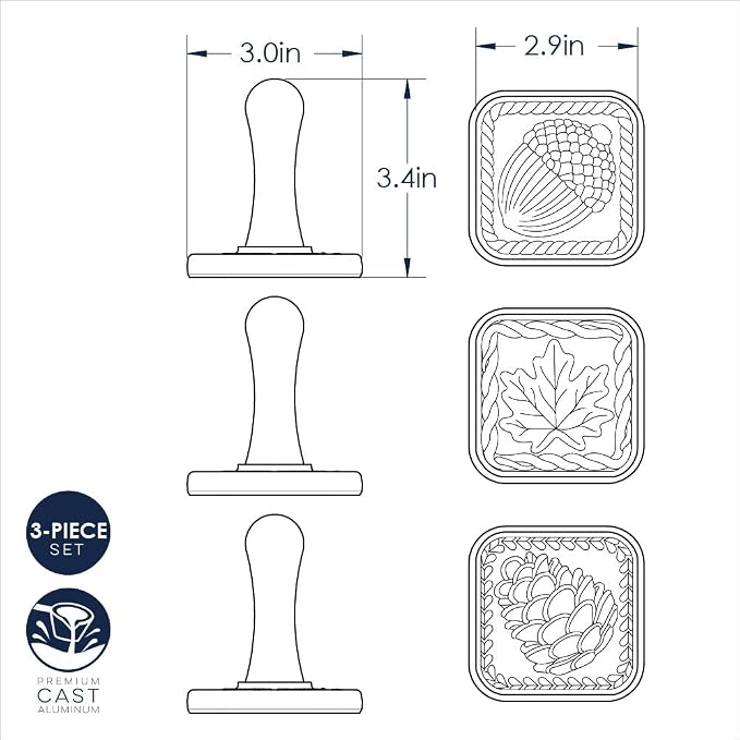Nordic Ware Springerle Cookie Stamps (Set of 3), Sturdy Cast Aluminium Cookie Stamp Set, Cookie Press Set Made in the USA, Sturdy and Durable Biscuit Maker Press Set