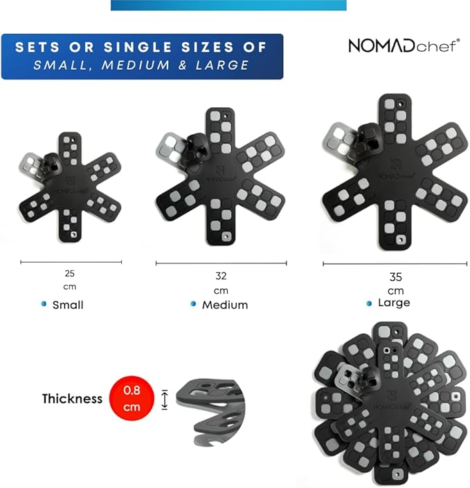 Dual-Use Silicone Pan Protectors for Stacking & Trivets for Hot Dishes | Silicone Trivet Mat | Perfect Pot and Pan Protectors for Stacking | Cookware Protectors for Stacking (6PCS-BLK/Gry)