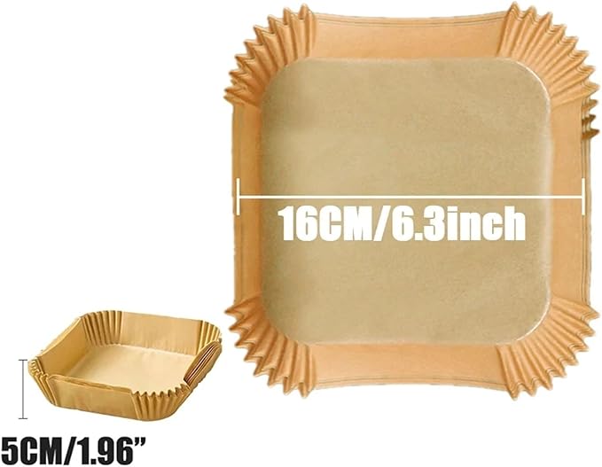 Large Air Fryer Disposable Paper Liners Nonstick 23cm Oven Airfryer Parchment Baking Paper ，Compatible For Ninja，Compatible For COSORI ，Grill Cooking Basket(16cm square,100 Pcs)