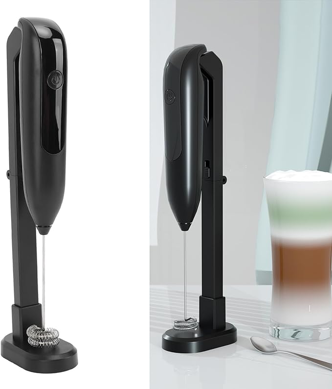 Wireless Electric Milk Frother, Handheld Rechargeable with Charging Base, ABS Material - Quick Mixing, Two Speeds, Ideal for Household Kitchen Baking and Coffee Making