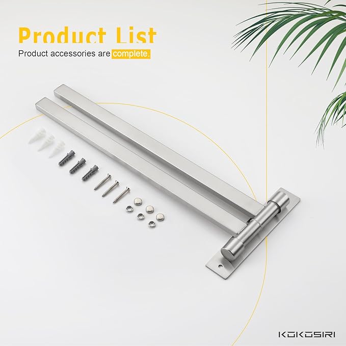 KOKOSIRI Hand Towel Holder Rack Swivel Bathroom Towel Bars Swing Out Rails for Bath Kitchen Brushed Nickel Stainless Steel B5007BR-A2