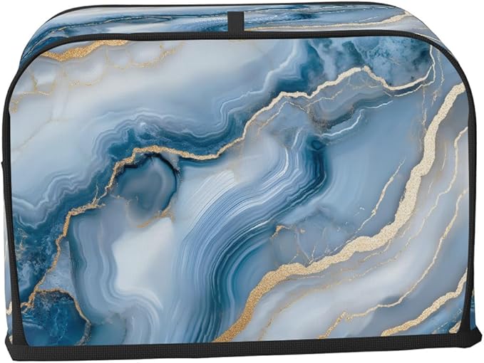 4 Slice Blue Marble Beautiful Toaster Cover Dust And Fingerprint Bread Maker Cover Bakeware Protector Washable Appliance Covers Kitchen Accessories For Home Kitchen Women Gift