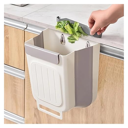 Collapsible Hanging Kitchen Trash Can Foldable Kitchen Trash Bin - Compact for Cabinets Drain, and Cupboards(Light Yellow)