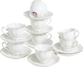 White Porcelain 75ml Demitasse Set of 8 (16-Piece) - 2.5oz Espresso Cups & Saucers, Elegant White & Gold Trim Coffee Set for Turkish Coffee, After Dinner, Gift Giving