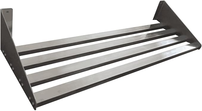 304 Stainless Steel Standard Wall Shelf, Cookware Storage Organizer, Kitchen Wall Pot Pan Rack,With 6 Hooks, Capacity 200 lb (23.5" x 9.5") suitable for Juicer or Coffeemaker