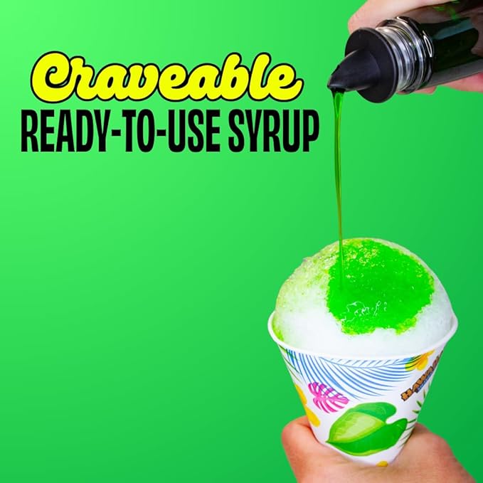 Hawaiian Shaved Ice Lemon-Lime Syrup - Nut Soy Dairy Free - Flavor Fluffy & Crunchy Snow Cones - Shelf Stable - Makes 8 Servings - 16 ounces