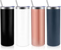 Volhoply 4 Pack Skinny Tumblers with Lid and Straw, 20oz Stainless Steel Straight Tumbler Bulk, Vacuum Insulated Coffee Mug for Home, Office, Travel, DIY (Mix,4 Pack)