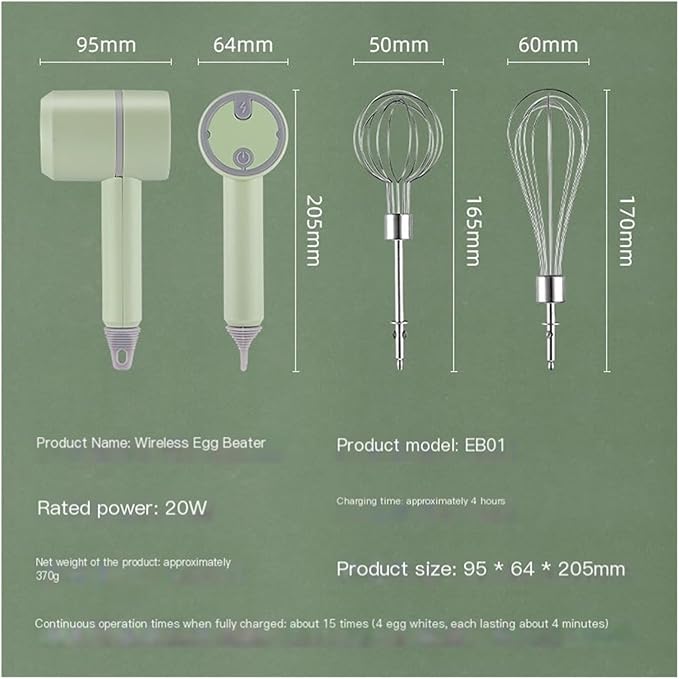 Rechargeable wireless egg beater electric milk frother household whipper mixing handheld small baking(WhiteO])