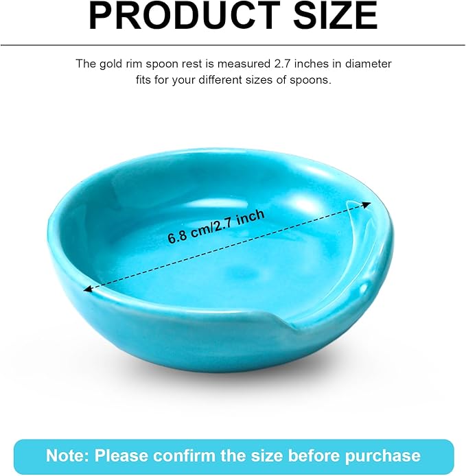 Boao 2.7 Inches Mini Ceramic Spoon Rests, Gold Rim Kitchen Spoon Rests, Mini Cooking Spoon Holder for Stove Top Countertop, Teaspoon Rest, Coffee Stir Spoon Rest (Blue, 4 Pieces)