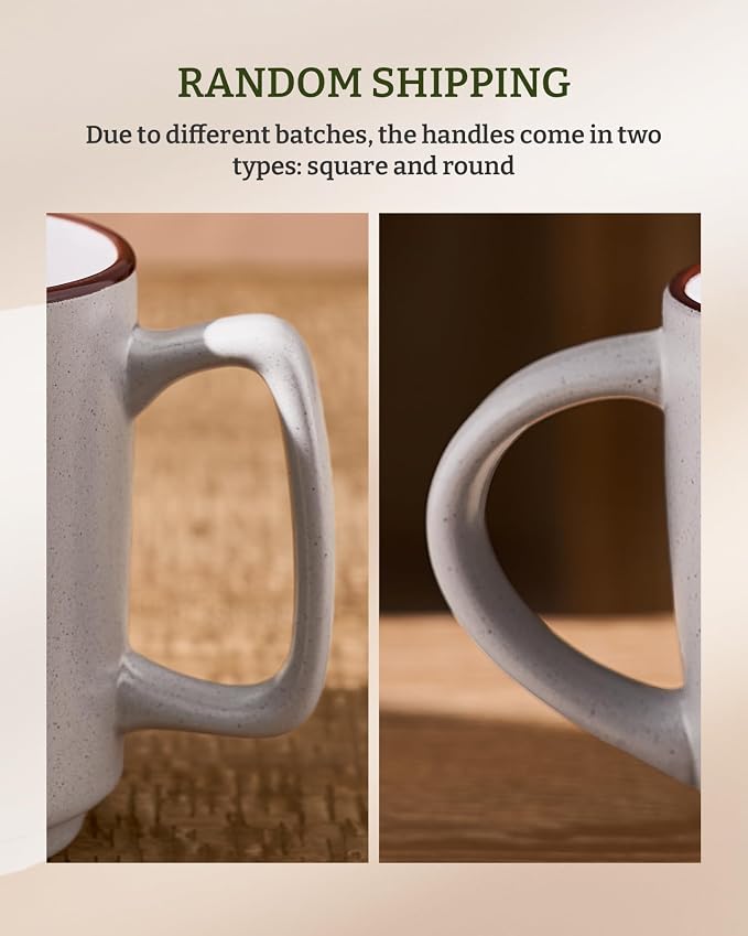 famiware Coffee Mugs Set of 4, Nebula 14oz Coffee Mugs, Ceramic Cup Set with Handle for Latte, Tea, Milk, Cappuccino, Cocoa, Light Gray (Pack of 2)