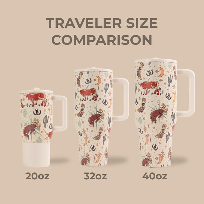 HydroJug Traveler 32oz, Insulated Tumbler with Handle & Straw, Rodeo