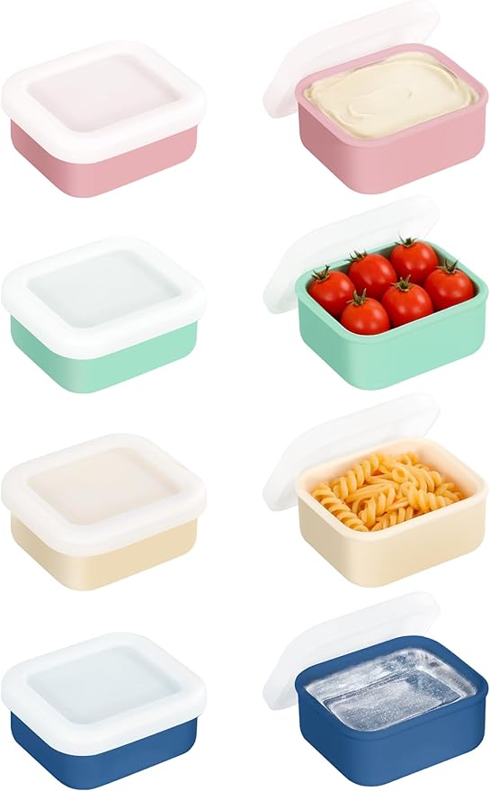 8PCS 1/2 Cup Silicone Freezer Molds with Lid, Silicone Soup Freezer Molds Meal Prep Containers, 1/2 Cup Portions Cubes for Freezing Sauces, Ice Cream, Meal Prep