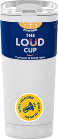 The LoudCup Blow Horn Tumbler, Cheer & Sip 2-in-1 Reusable Water Bottle with Built-In Horn for Sports Games, Tailgates, Parties & Events, BPA-Free, 16 oz, Ice White